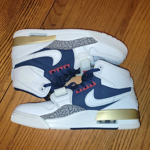 Jordan Legacy 312 Dream Team AV3922-101 White Navy Red Gold Sz 10.5 - Picture 7 of 13